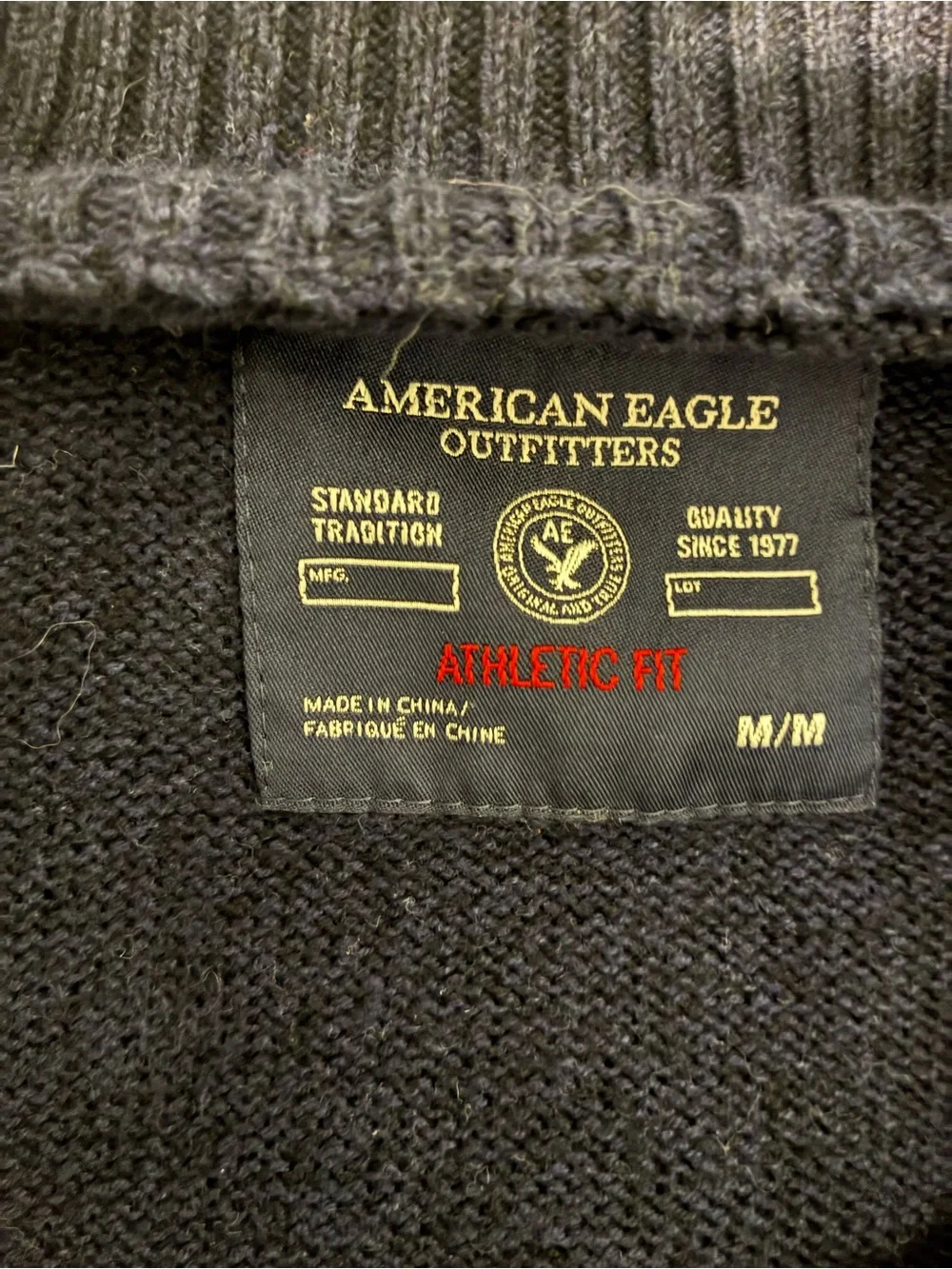 American Eagle Outfitters Men's Navy Zip-Front Pullover